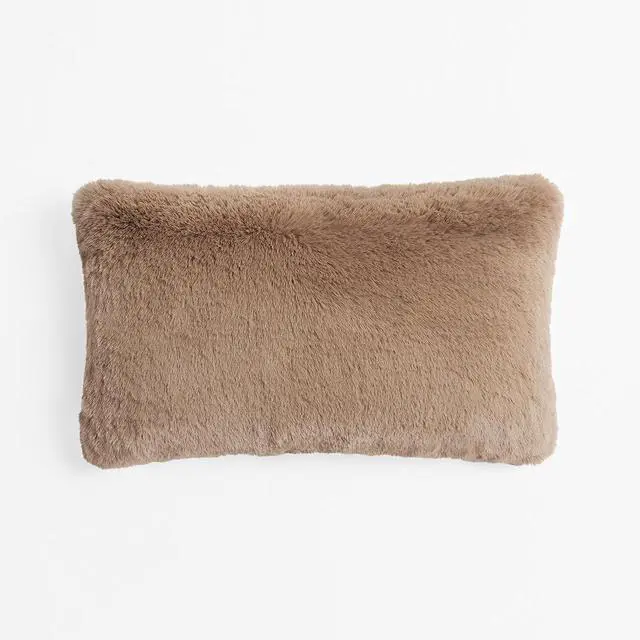 Main image of UnHide Squish Lumbar Pillow - Faux Fur Pillow - Extra Soft, Rectangular Shaped with Polyester Fill - Machine Washable - 10 x 18 - Mocha Sharpei