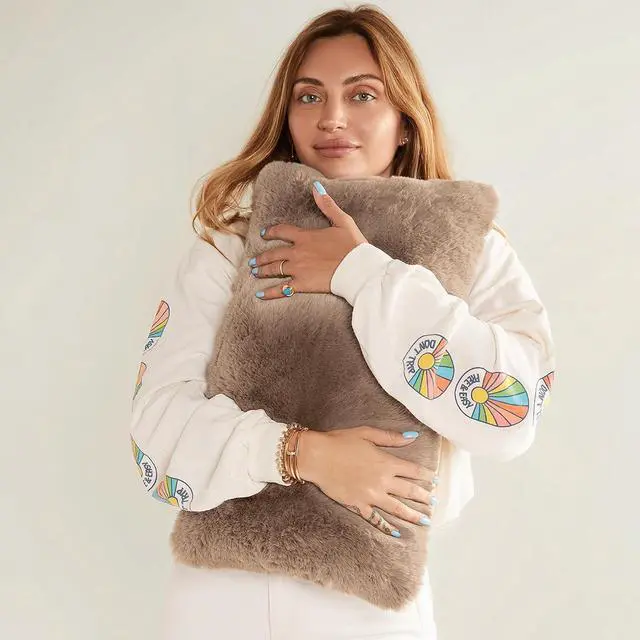 Alt view image 2 of 7 - UnHide Squish Lumbar Pillow - Faux Fur Pillow - Extra Soft, Rectangular Shaped with Polyester Fill - Machine Washable - 10 x 18 - Mocha Sharpei