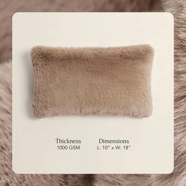 Alt view image 3 of 7 - UnHide Squish Lumbar Pillow - Faux Fur Pillow - Extra Soft, Rectangular Shaped with Polyester Fill - Machine Washable - 10 x 18 - Mocha Sharpei