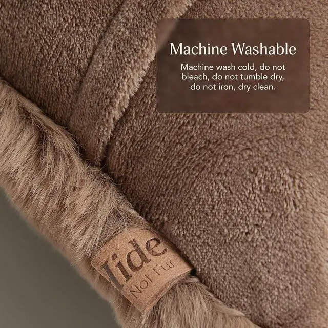 Alt view image 4 of 7 - UnHide Squish Lumbar Pillow - Faux Fur Pillow - Extra Soft, Rectangular Shaped with Polyester Fill - Machine Washable - 10 x 18 - Mocha Sharpei