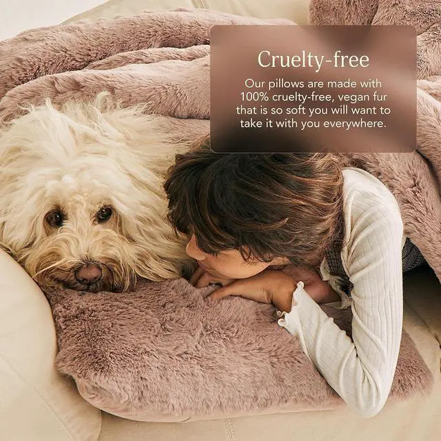 Alt view image 6 of 7 - UnHide Squish Lumbar Pillow - Faux Fur Pillow - Extra Soft, Rectangular Shaped with Polyester Fill - Machine Washable - 10 x 18 - Mocha Sharpei