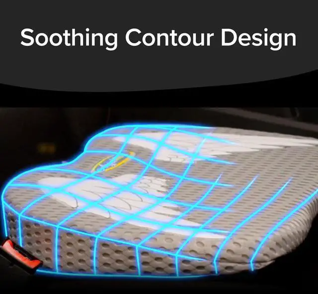 Alt view image 3 of 7 - Memory Foam Car Seat Cushion  AS-SEEN-ON-TV  Advanced Lumbar Support, Back Pain Relief, Non-Slip, Breathable Washable Cover, for Car, Office, Wheelchair