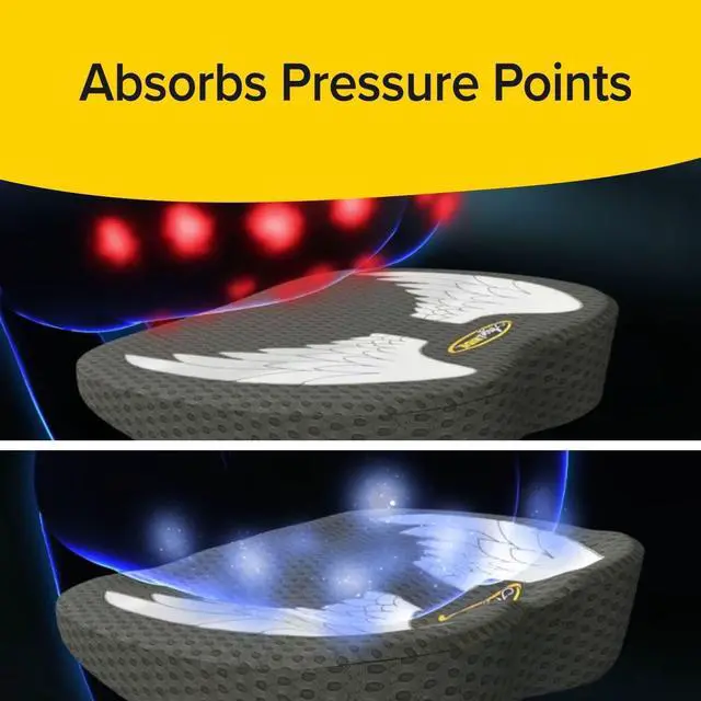 Alt view image 4 of 7 - Memory Foam Car Seat Cushion  AS-SEEN-ON-TV  Advanced Lumbar Support, Back Pain Relief, Non-Slip, Breathable Washable Cover, for Car, Office, Wheelchair