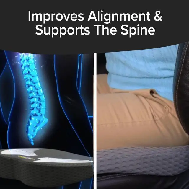 Alt view image 5 of 7 - Memory Foam Car Seat Cushion  AS-SEEN-ON-TV  Advanced Lumbar Support, Back Pain Relief, Non-Slip, Breathable Washable Cover, for Car, Office, Wheelchair