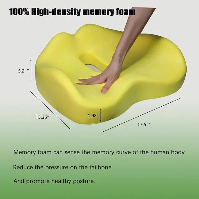 Alt view image 2 of 6 - Seat Cushions - Memory Foam Seat Cushions for Office Chairs - Pressure Relief Seat Cushion for Tailbone Pain Relief - Ergonomic Support for Long Sitting Workers & Car Seat Cushions for Drivers