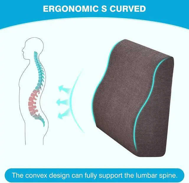 Alt view image 5 of 7 - TANYOO Back Support Pillow for Recliner Dual Layer Lumbar Support Pillow with Gel Memory Foam Ergonomic Orthopedic Couch Lumbar Cushions for Elderly Lower Back Pain Relief Washable Cover Brown