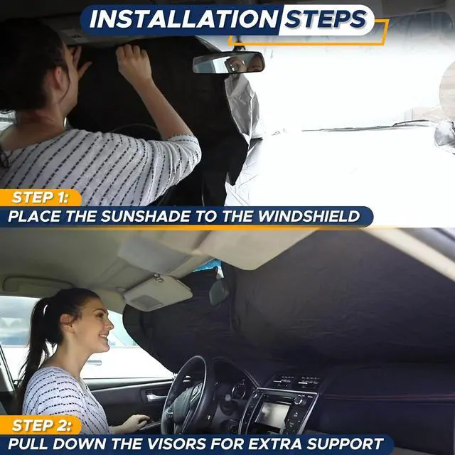 Alt view image 5 of 5 - EcoNour Patented Design for Car Windshield Sun Shade | Blocks 99% Heat and Keep Interior Cool | Fits Cars, SUV, Truck | Automotive Sun Screen,Visor and Summer Vehicle Accessories | Medium (64x32)