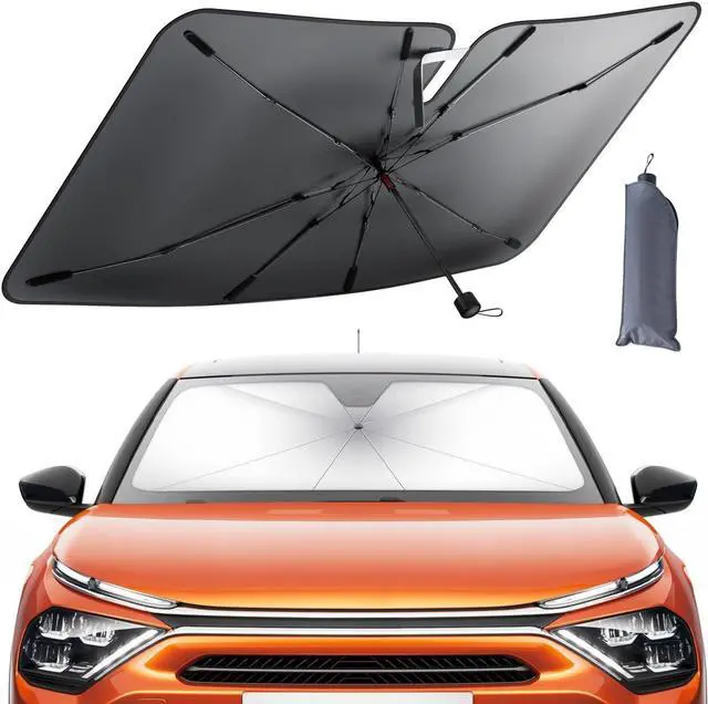 Main image of Lamicall Car Windshield Sunshade Umbrella - Foldable Car Windshield Sun Shade Cover, 5 Layers UV Block Coating, 52"x31" Front Window Heat Insulation Protection, for Auto Sedan, SUV Windshield