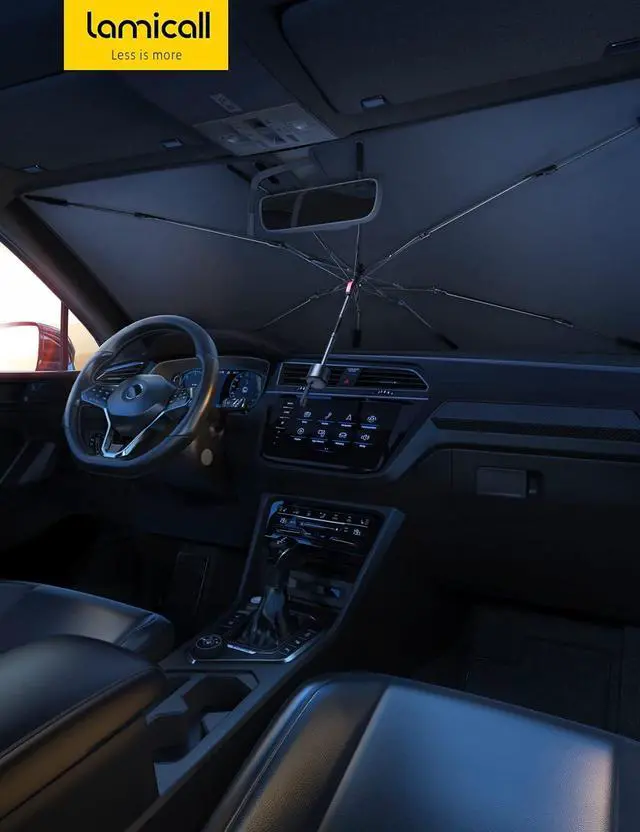 Alt view image 7 of 7 - Lamicall Car Windshield Sunshade Umbrella - Foldable Car Windshield Sun Shade Cover, 5 Layers UV Block Coating, 52"x31" Front Window Heat Insulation Protection, for Auto Sedan, SUV Windshield