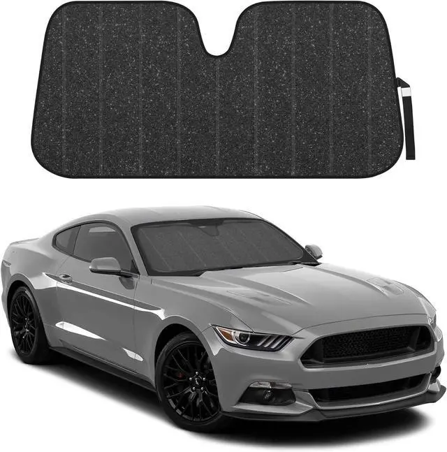 Main image of BDK-AS-2511 Front Windshield Shade-Accordion Folding Auto Sunshade for Car Truck SUV-Blocks UV Rays Sun Visor Protector-Keeps Your Vehicle Cool-57 x 27 Inch, Black Glitter