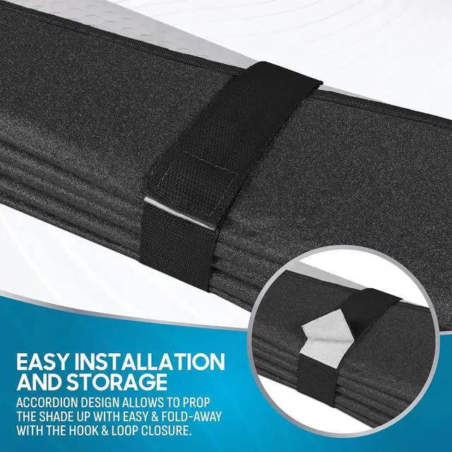 Alt view image 6 of 7 - BDK-AS-2511 Front Windshield Shade-Accordion Folding Auto Sunshade for Car Truck SUV-Blocks UV Rays Sun Visor Protector-Keeps Your Vehicle Cool-57 x 27 Inch, Black Glitter