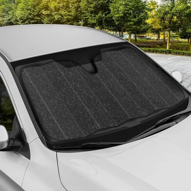 Alt view image 7 of 7 - BDK-AS-2511 Front Windshield Shade-Accordion Folding Auto Sunshade for Car Truck SUV-Blocks UV Rays Sun Visor Protector-Keeps Your Vehicle Cool-57 x 27 Inch, Black Glitter