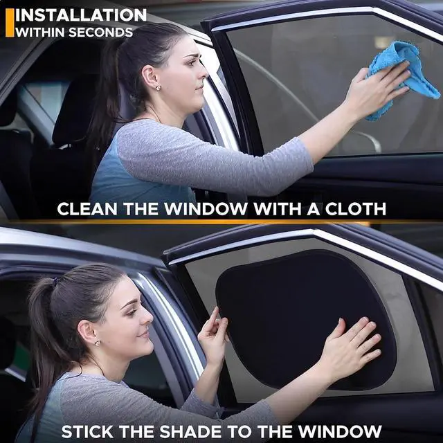 Alt view image 5 of 7 - EcoNour Car Window Shades for Baby (4 Pack) | Safeguard Seat from Sun & Heat | Sun Shade Side Windows for Kids | Automotive Sun Protection from UV | Child Safety Accessories | Medium - 20"x12"
