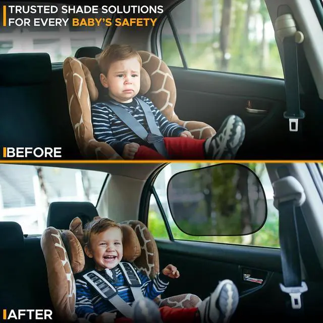 Alt view image 6 of 7 - EcoNour Car Window Shades for Baby (4 Pack) | Safeguard Seat from Sun & Heat | Sun Shade Side Windows for Kids | Automotive Sun Protection from UV | Child Safety Accessories | Medium - 20"x12"