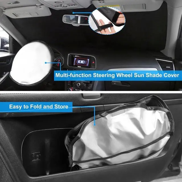 Alt view image 6 of 6 - Windshield Sun Shade Custome Fit 2018-2024 2025 Honda Odyssey Accessories LX,EX,EX-L,Touring,Elite Minivan Foldable Window Sunshade Protector Blocks Sun Rays & Heat