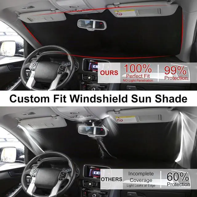 Alt view image 4 of 6 - Windshield Sun Shade Custome Fit 2018-2024 2025 Honda Odyssey Accessories LX,EX,EX-L,Touring,Elite Minivan Foldable Window Sunshade Protector Blocks Sun Rays & Heat