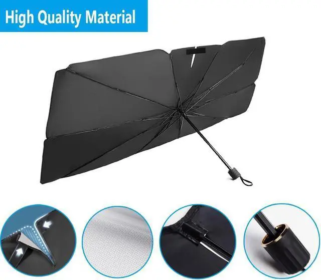 Alt view image 5 of 7 - Windshield Sun Shade 2025 Car Accessories 100% Blackout Car Front Windsow Shades Umbrella Automotive Sun Visor Block Heat Insulation Protection (Black Eyes)