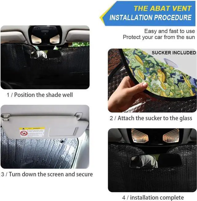 Alt view image 2 of 6 - Car Windshield Sunshade Irises Vincent Van Gogh Pattern, Blocks Sun Visor Protector Foldable Sun Shield Keep Your Vehicle Cool, Fits Windshields of Most Sizes