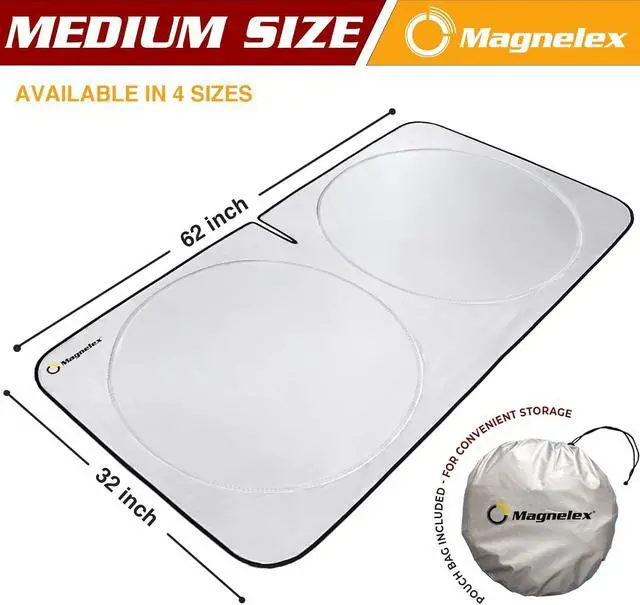 Alt view image 4 of 7 - Magnelex Car Windshield Sunshade | Advanced Light-Blocking Protection | Foldable Sun Shade with Mirror Cut-Out Keeps Your Vehicle Cool | Fit for Cars, Trucks, and SUVs | Medium (62 x 32 in)