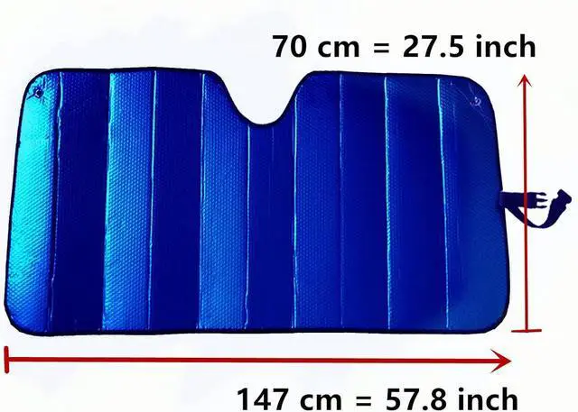 Alt view image 3 of 7 - Windshield Sunshade-Thicken 5-Layer Bubble Block Heat and Sun UV Rays,Front Windshield Sun Shade,Sun Visor for Car- Keeps Your Vehicle Cool - 58 x 27.5 Inch (Dark Blue)