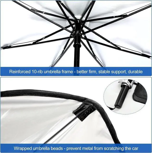 Alt view image 7 of 7 - Riakrum Patriotic Eagle American Flag Car Windshield Sun Shade Umbrella Foldable UV Ray Windshield Sun Shade Car Front Window Sunshade Keep Vehicle Cool Heat Reflector, Fit Various Size