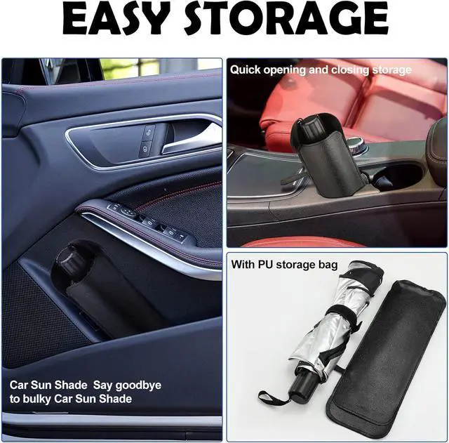 Alt view image 6 of 7 - Riakrum Patriotic Eagle American Flag Car Windshield Sun Shade Umbrella Foldable UV Ray Windshield Sun Shade Car Front Window Sunshade Keep Vehicle Cool Heat Reflector, Fit Various Size