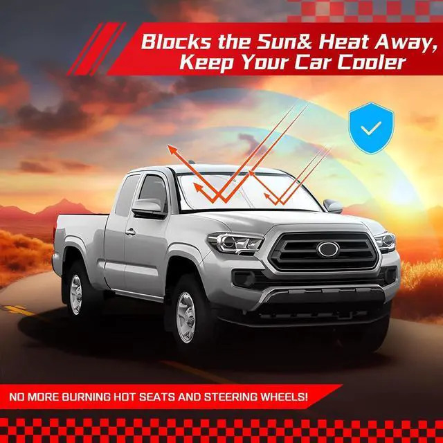 Alt view image 7 of 7 - ARISMOTOR Windshield Sun Shade for Toyota Tacoma 2016-2025, Custom Fit Foldable Front Window Sunshade Sun Visor Protector, Block UV Rays Keep Your Car Cooler