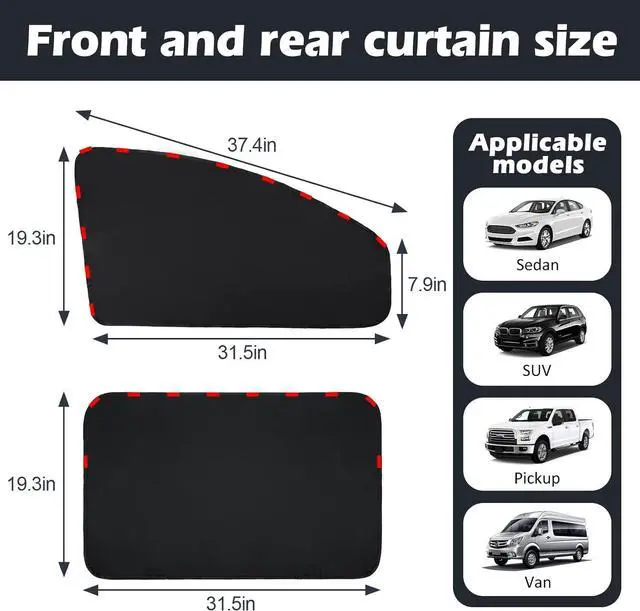 Alt view image 7 of 7 - XCBYT Car Window Shades, 4 Pack Privacy Curtains, Sun Shades for Baby, 100% Light Block for Car, Camping, Napping, Sleeping, Breastfeeding, Cloth Changing