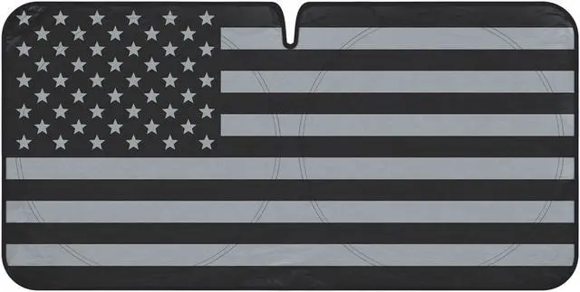 Alt view image 2 of 7 - BDK USA Black American Flag Accordion Sun Visor for Car Windshield - Patriotic Truck Windshield Sunshade Visor - 4th of July Sun Shade & Memorial Weekend Patriotism  64 x 32 inches