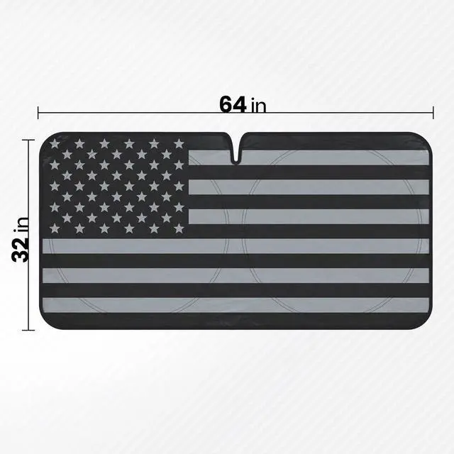 Alt view image 7 of 7 - BDK USA Black American Flag Accordion Sun Visor for Car Windshield - Patriotic Truck Windshield Sunshade Visor - 4th of July Sun Shade & Memorial Weekend Patriotism  64 x 32 inches