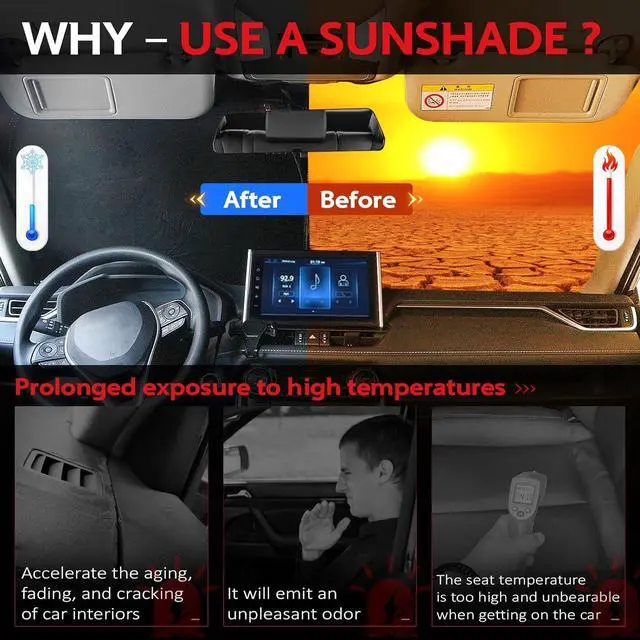 Alt view image 3 of 6 - KAYZT Windshield Sun Shade for 2012-2015 Honda Civic Foldable Sunshade Front Window Custom Fit Car Accessories