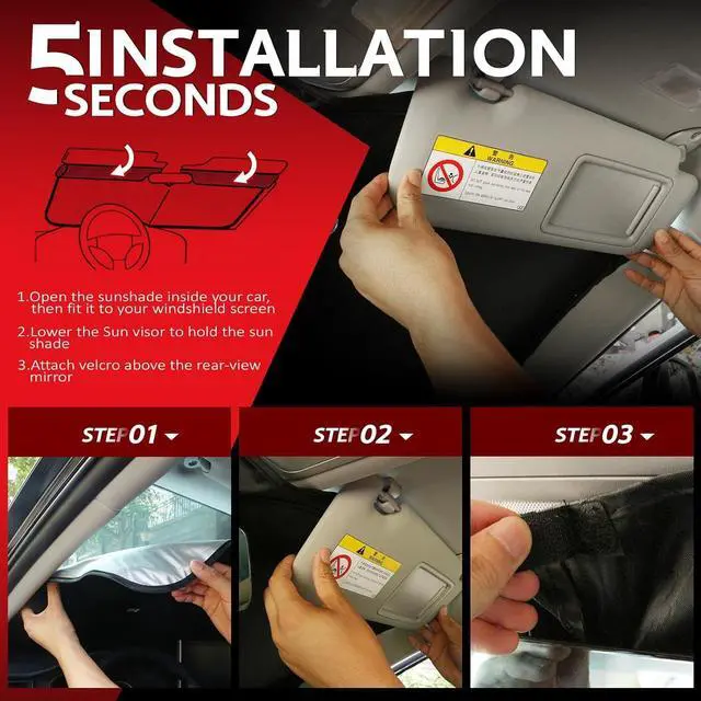 Alt view image 5 of 6 - KAYZT Windshield Sun Shade for 2012-2015 Honda Civic Foldable Sunshade Front Window Custom Fit Car Accessories