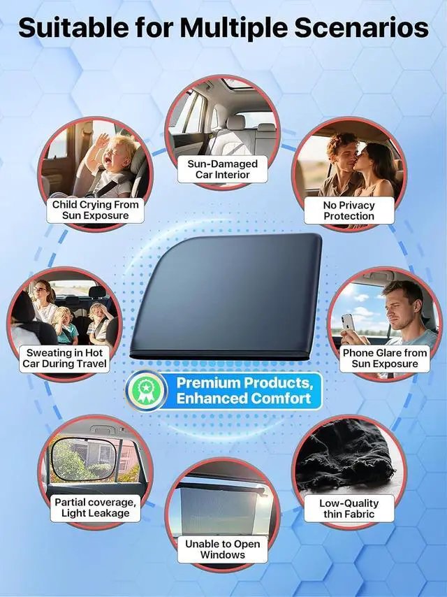 Alt view image 5 of 7 - [2025 Upgraded] Car Window Shades for Baby [ArcticShield Cooling Tech] (2 Pack) UV-Blocker Sun Shade  99% UV Protection Fit SUV/Sedan/Minivan | Roll Windows Down, Privacy Safe, Medium