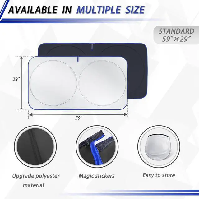 Alt view image 2 of 7 - MORNYRAY Car Windshield Sun ShadeReflector Sunshade Offers Ultimate Protection for Car InteriorCool Reflective Sun BlockerFoldable Car Interior Accessories (Black, Small),(59 x 29 inches)