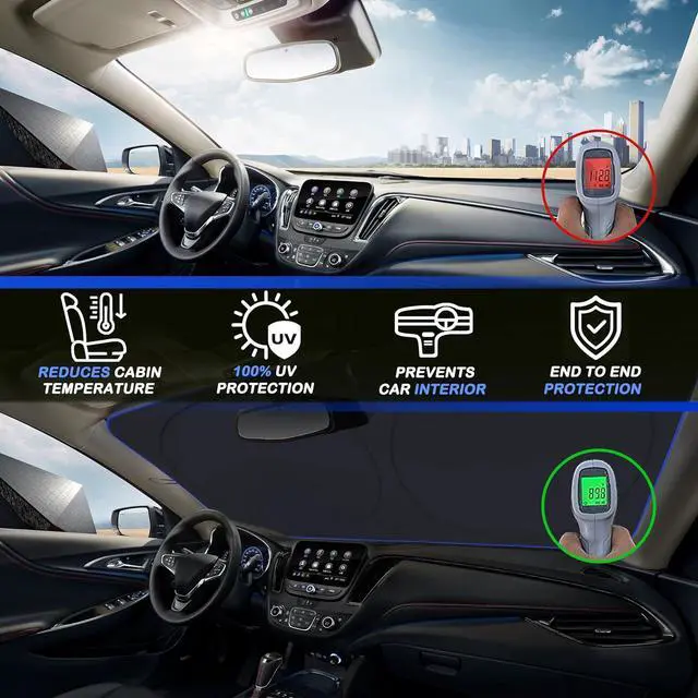 Alt view image 3 of 7 - MORNYRAY Car Windshield Sun ShadeReflector Sunshade Offers Ultimate Protection for Car InteriorCool Reflective Sun BlockerFoldable Car Interior Accessories (Black, Small),(59 x 29 inches)