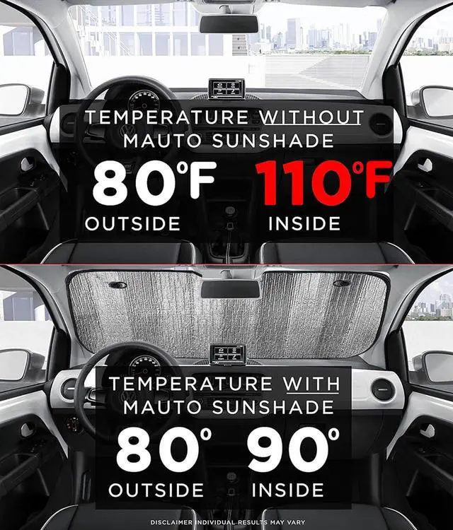 Alt view image 2 of 7 - Big Hippo Car Windshield Sun Shade-Jumbo/Standard Car Window Shades Keeps Vehicle Cool-Front UV Ray Protector Sunshade-Easy to Use Sun Shade-Silver(55.16"X 27.5")