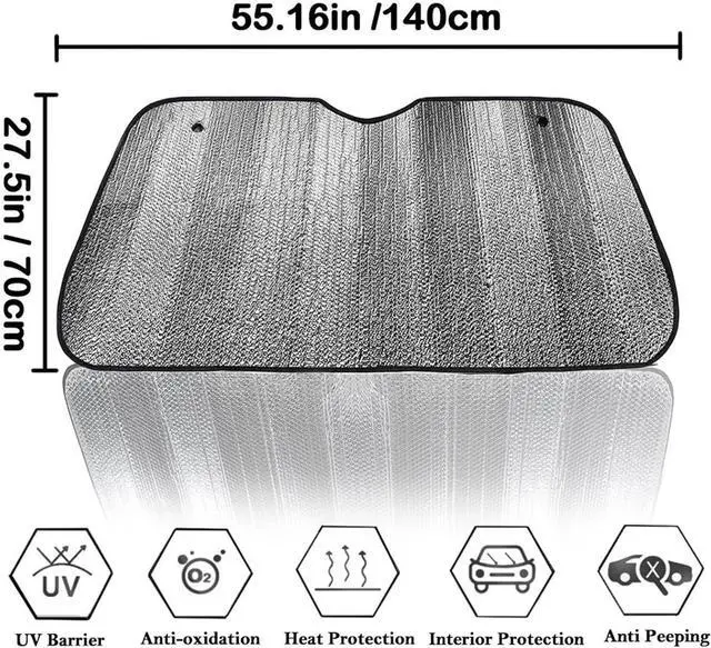 Alt view image 3 of 7 - Big Hippo Car Windshield Sun Shade-Jumbo/Standard Car Window Shades Keeps Vehicle Cool-Front UV Ray Protector Sunshade-Easy to Use Sun Shade-Silver(55.16"X 27.5")