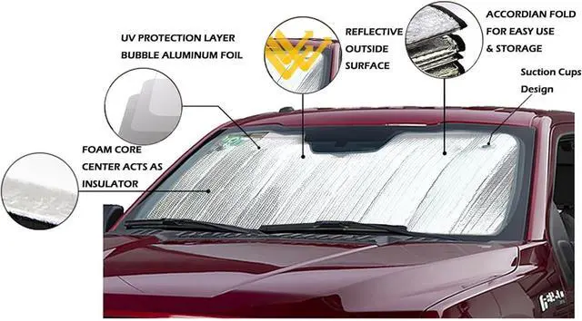 Alt view image 4 of 7 - Big Hippo Car Windshield Sun Shade-Jumbo/Standard Car Window Shades Keeps Vehicle Cool-Front UV Ray Protector Sunshade-Easy to Use Sun Shade-Silver(55.16"X 27.5")