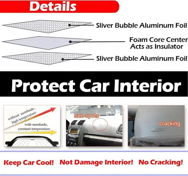 Alt view image 5 of 7 - Big Hippo Car Windshield Sun Shade-Jumbo/Standard Car Window Shades Keeps Vehicle Cool-Front UV Ray Protector Sunshade-Easy to Use Sun Shade-Silver(55.16"X 27.5")