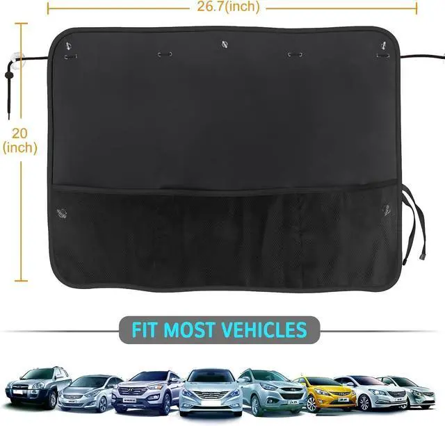 Alt view image 6 of 7 - Car Sun Shade Side Window, 2 Pcs Blackout Car Window Shade for Baby Privacy with Storage Net Pockets Car Curtains 7 Suction Cups for Heat/UV Protection Sun Block Covers