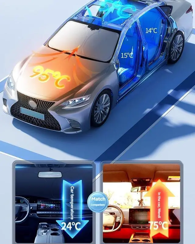 Alt view image 2 of 6 - Windshield Sun Shade for Toyota Corolla Front Window Shades Cover for 2014-2025 Corolla Windshield Sun Visor Protector Car Accessories
