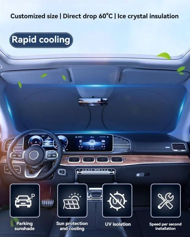 Alt view image 3 of 6 - Windshield Sun Shade for Toyota Corolla Front Window Shades Cover for 2014-2025 Corolla Windshield Sun Visor Protector Car Accessories