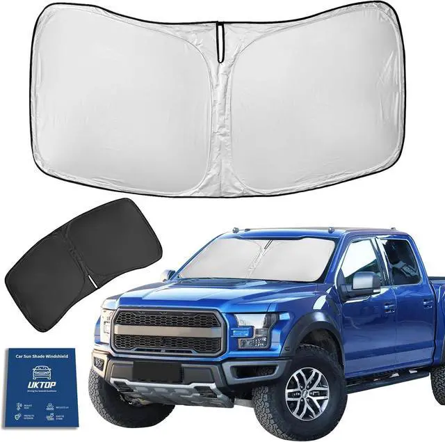 Main image of for Ford F150 F-150 F250 F350 F450 2015-2020 Sunshade Sun Shade Windshield Cover - 4 Layers Front Window Shade 240T Retractable Custom Sun Visor Blocks UV Rays Truck Accessories
