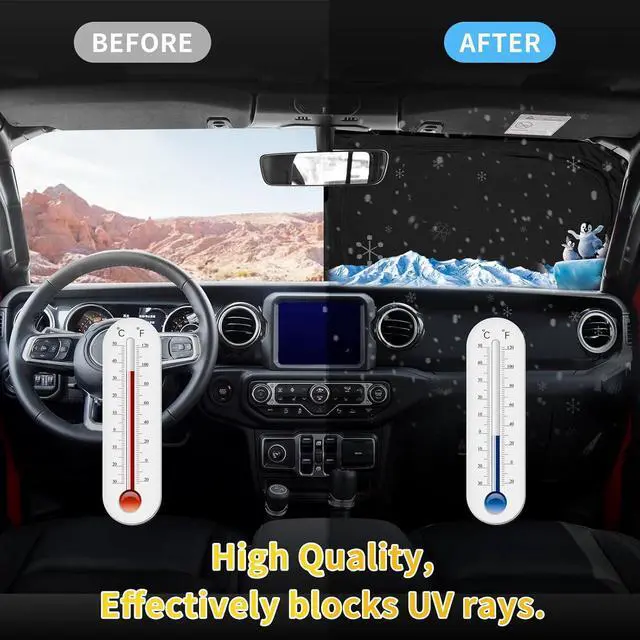 Alt view image 3 of 6 - for Ford F150 F-150 F250 F350 F450 2015-2020 Sunshade Sun Shade Windshield Cover - 4 Layers Front Window Shade 240T Retractable Custom Sun Visor Blocks UV Rays Truck Accessories