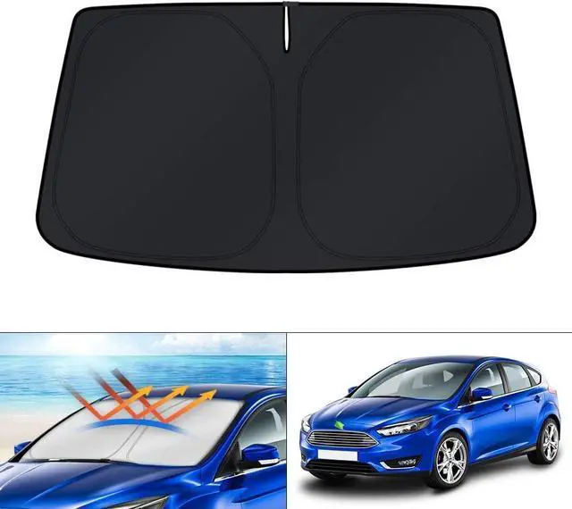 Main image of KUST Custom Fit Windshield Sun Shade for Ford Focus 2012-2018 Hatchback Accessories Window Shade Foldable Sun Visor Protector Blocks UV Rays Keep Your Car Cooler