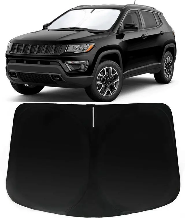 Main image of Windshield Sun Shade for Jeep Compass 2017-2023, Car Front Window Sunshade with 240T Sun Visor Protector Blocks UV Rays Heat Sun Shield Accessories