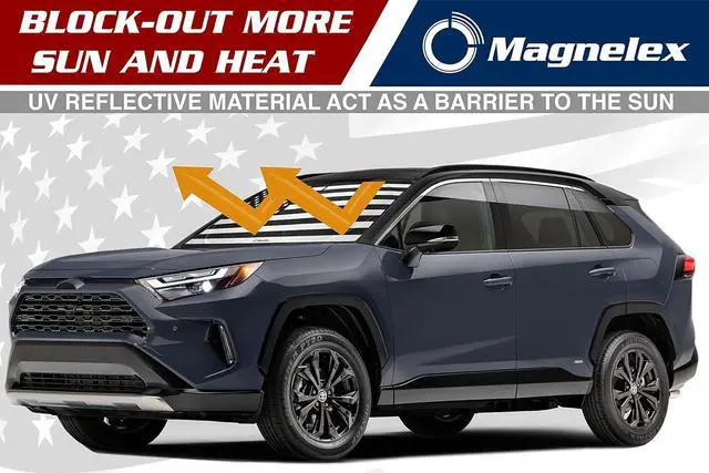 Alt view image 7 of 7 - American Flag Windshield Sun Shade, High-Resolution Car Sun Shield with Mirror Cut-Out for Automotive Interior Sun and Heat Protection, Folding Sunshade with Storage Bag - Medium, Black & White