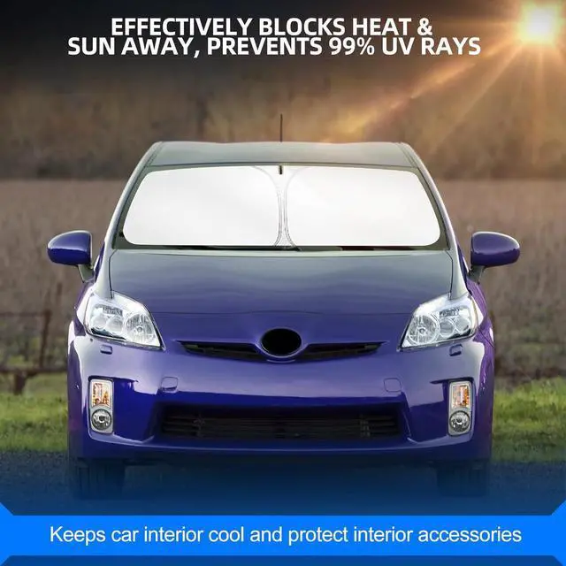 Alt view image 7 of 7 - Windshield Sun Shade for Toyo-ta Prius 2010-2015 Foldable Sunshade Custom Fit Front Window Car Interior Accessories Protector Blocks UV Rays