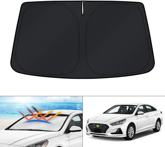 Main image of KUST Windshield Sun Shade for 2015 2016 2017 2018 2019 Hyundai Sonata Sedan Custom Fit Sunshades Car Accessories Foldable Sun Visor Sun Protector Blocks UV Rays