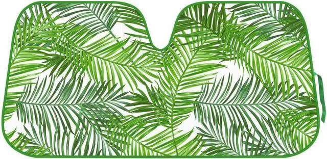 Main image of BDK Tropical Leaves Auto Windshield Sun Shade for Car SUV Truck - Balmy Fern - Double Bubble Foil Jumbo Folding Accordion - AS-768
